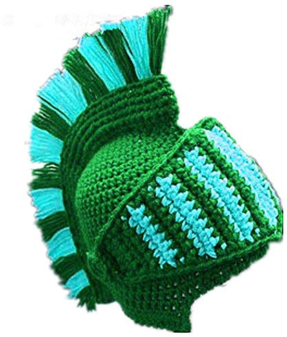 Metyou Perücke, Bartmütze, handgefertigt, gestrickt, warm, Wintermütze, Skimütze, für Damen und Herren Gr. Einheitsgröße, Roman knight hat green