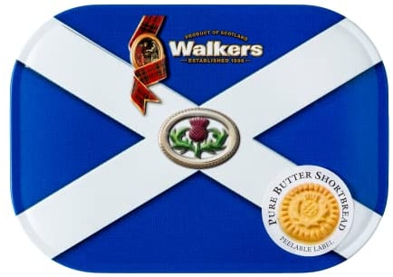 Walker’s Shortbread Biscuits Saltire Gift Tin – All-Butter Thistle Rounds, Traditional Scottish Recipe, 136 g