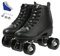 XUDREZ Rollschuhe, doppelreihig, verstellbare High-Top-Rollschuhe, für drinnen und draußen, Erwachsene, Rollschuhe (schwarzes Rad, 44 = UK: 9,5)