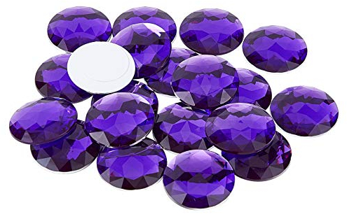 FINGERINSPIRE 50 pezzi 30 mm retro piatto rotondo strass acrilico autoadesivo plastica cerchio gemme bastone su gioielli (viola) per gioielli inviti artigianato bling sticker