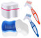 Zahnersatzreiniger-Set - 2er-Pack Zahnersatzbox mit Korb + 2er-Pack Zahnersatzbürste, tragbare Zahnersatz-Aufbewahrungsbox, hochwertige Hygiene-Falschzähne für die Mundpflege