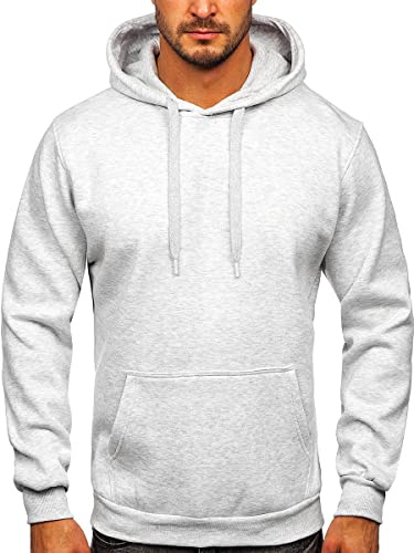 BOLF Herren Kapuzenpullover Hoodie Sweatshirt mit Kapuze Pullover Pulli Langarmshirt Freizeit Sport Fitness Outdoor Casual Style 1004 Grau(Hell) XL [1A1]