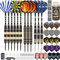 LANNEY Darts Metal Tip, Steel Tip Darts Set 20 Grams, 24 Grams and 26 Grams Professional Darts for Dartboard with Aluminum Shafts, Brass Barrels, Extra Flights, Sharpener Tool Kit, Carrying Case