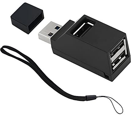 QIANRENON 1 to 3 Port USB 2.0 Expansion Splitter Hub USB Male to 3 Female 90 Degree Splitter Portable Powered by Data Transmission Add Usb Port, Black