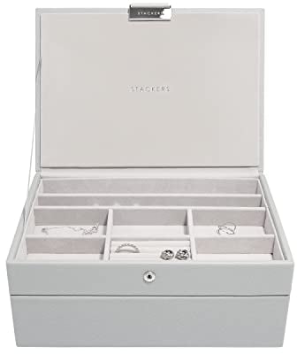 Stackers Pebble Grey Classic Jewellery Box, Set of 2