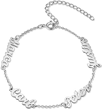 Jeweidea Damen Armbänder Personalisierte Armbänder mit Namen Gravur für Frauen Gold Silber Roségold Armbänder für Mama Oma Mädchen Damen Schmuck Muttertagsgeschenke Geburtstag