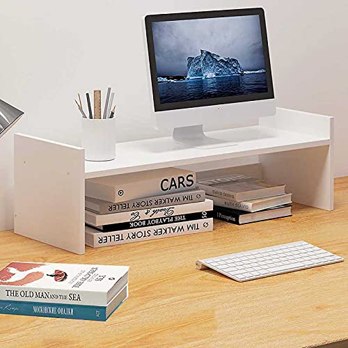 W&X Laptop-ständer Mit Speicherplatz,Kunststoff Monitor Stand Riser,Multi-Zweck Desktop Storage Organizer Seinheit Für Laptop Tv Drucker Pc,Computermonitor Riser-Weiß b 53x17x20cm(21x7x8inch)