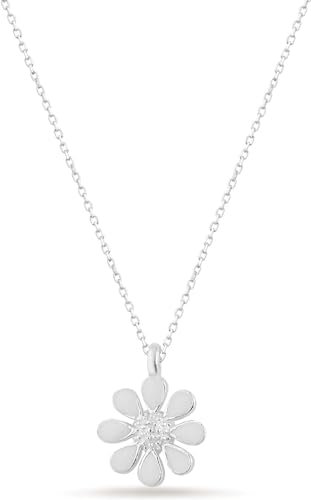 Einzelstück® Daisy Halskette mit Gänseblümchen Anhänger in 925 Sterling Silber vergoldet - Antiallergen & Nickelfrei