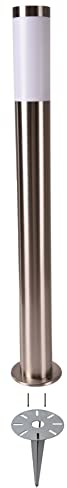 Novatool Gartenlampe I 80 cm I mit Erdspieß I Edelstahl I IP44 I E27 Sockel I Gartenleuchte Stehlampe Säulenlampe außen Außenlampe Aussenleuchten Sockelleuchte Pollerleuchte Wegeleuchte