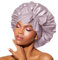 BONNET QUEEN Silk Bonnet for Sleeping for Curly Hair, Satin Bonnet Hair Wrap for Women & Men, Adjustable Silk Scarf Night Cap with Tie Band, Grey Rose Gold