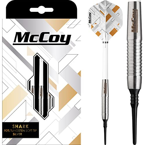 McCoy Darts D6094 Shark | Premium 90% Wolfram Soft Tip Darts Set | Silber 20g