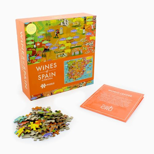 Puzzle Cru Wines of Spain and Portugal, 1000 Teile, buntes Puzzle, EIN schönes Geschenk für Weinliebhaber, Reisen Sie die iberischen Weinberge von Ihrem eigenen Zuhause aus