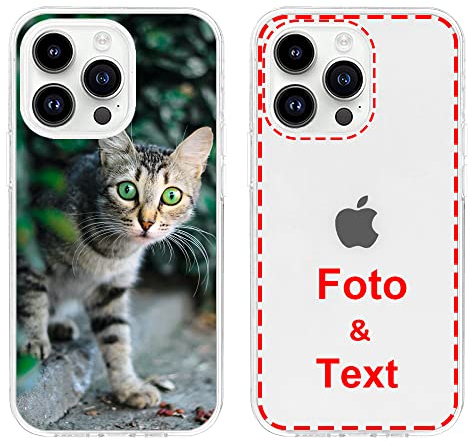 MXCUSTOM Personalisierte Handyhülle für Apple iPhone 14 Pro Max, Benutzerdefiniert Hülle mit Eigenem Foto Bild Text Individuelle Schutzhülle [Transparente Weiche TPU Dünn Stoßfest] (FXT-CR-P1)