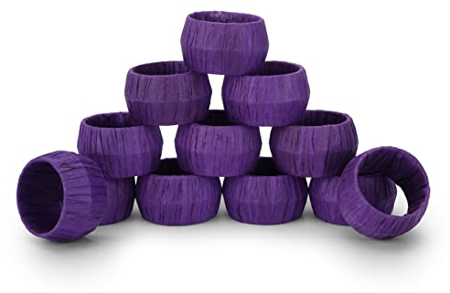 Ajuny Handgefertigter Serviettenringe Bast Rattan Rund Lila 12 Stück Dekorative 3,8 cm Servietten Halter für Tisch Dekoration Esszimmer Haus und Küche Dekor