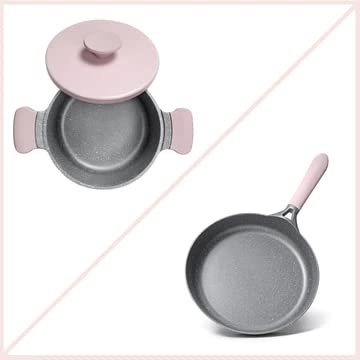 AKIS Töpfe und Pfannen Set aus Aluminiumguss 3tlg. Kochtopf mit Deckel 20cm Pfanne 24cm Rosa