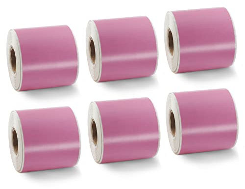 BETCKEY - 6 Große Rollen Rosa Mehrzwecketiketten Kompatibel mit DYMO 99019(S0722480), 59mm x 190mm, 900 Farbige Etiketten für LabelWriter 450, 4XL NICHT passend 550 oder 5XL