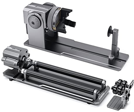 ATOMSTACK MAKER R1 Pro Rotary Roller, 3-in-1 Jaw Roller with Risers for Laser Engraver, Y axis 180° Angle Adjustment Engraving Cylindrical Object Boxes, Wine Glass, Tumbler, Ring