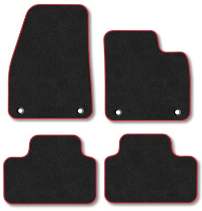 Volvo XC40 (2017+) [Manual] Carpet Car Mats | Red Edge Trim Tailored Fit Floor Mats Full Coverage Protection Accessories Easy Clean Anti Slip Made in the UK