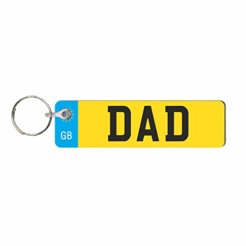 Pixie's Gifts Custom License Plate Keychain - Wooden Number Plate Keyring - Mini Number Plate Key Ring - Name Plate Keychain - Just Passed Milestones (Standard designs, DAD)