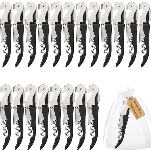 HYZ Wine Opener Bulk 20Pack for Bartender, Professional Waiter Corkscrew Wine Key for Servers,Wine Bottle Opener Double Hinged, Wine Accessories Set for Party Favor, Black