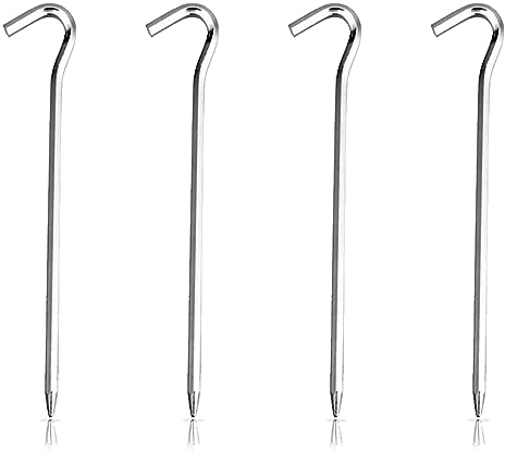 SJBAUTYO 4 Stück Zeltheringe, 18 cm Aluminium Haken Oberteil Zeltpegel, Silber