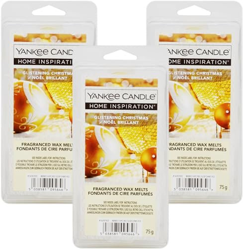 3X Yankee Candle Fragranced Wax Melts Tarts 18 Cubes 3x75g Glistening Christmas