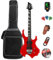 Bullfighter E-Gitarre für Erwachsene, Anfänger, Rockgitarre, professionell, mit Gitarrentasche, Plektren, Kabel, Stimmgerät, Gurt und Saiten (Red)