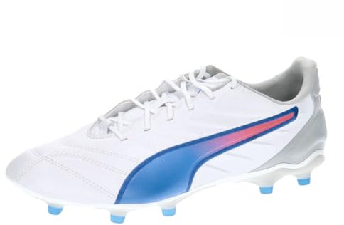 PUMA King PRO Fg/AG, Scarpe da Calcio Unisex - Adulto, Puma White Bluemazing Flat Light Gray, 40 EU