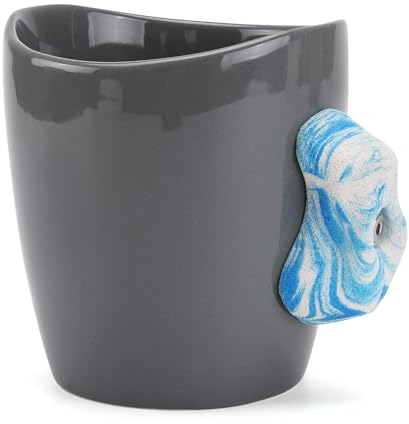 Climbergoods Rock Climbing Mug, Keramikbecher mit Klettertrainingsgriffen, Kletterhaltebecher mit sehr realistischen Klettergriffen, Blau-Weißer Griff, M1-BW