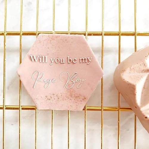Generic Will You be My Page Boy Cookie Stamp Fondant Embosser with Square Cookie Cutter