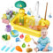 Play Sink with Running Water, Kitchen Toys with Play Food, Floating Pool Fishing Toys for Water Play, Kids Role Play Dishwasher Toy for Boys and Girls(Yellow)