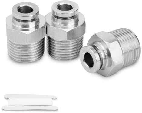 Bwintech 3 Pcs Tuyau 10mm OD x 3/8 BSP Filet Mâle Raccord droit en acier inoxydable Push To Connect Pneumatique Push Lock
