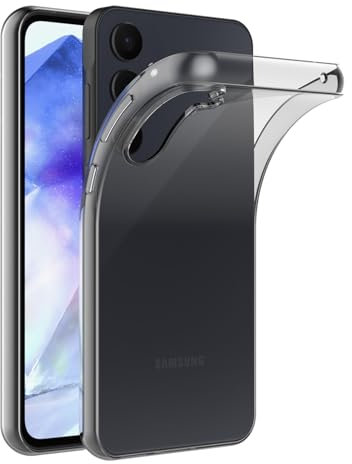 AICEK Compatible con Samsung Galaxy A55 5G Cover, Trasparente Silicone Custodia per Samsung A55 5G Cover Protettiva Molle di TPU Bumper Case Sottile