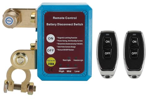 Towwoo Drahtloser Ferngesteuerter Auto Trennschalter, 12V 24V 240A Batterie Trennschalter mit LED Digital Voltmeter Display, Batteriewächter mit Abschaltung, Kill Switch für Auto, RV, ATV, LKW, Boot