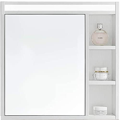 Badezimmer-Wandschrank, Badezimmerschrank zur Wandmontage für Zuhause oder Hotel, Badezimmer-Spiegelschrank aus Holz mit LED-Spiegelscheinwerfern, rechteckige, wandmontierte Aufbewahrungsspi