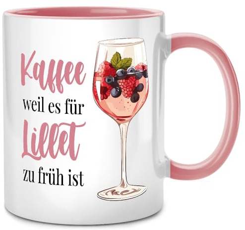 Seness Kaffee weil es für Lillet zu früh ist Tasse, Geschenk Prosecco Sekt Wild Berry Gin, Hugo Spritz Wein, Abschiedsgeschenk Kollegen, Abschied Kollegin, Lieblingskollegin, beste Freundin (Lillet)