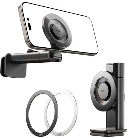 ESR Travel Essentials Airplane Phone Holder for MagSafe Accessories, Portable Travel Phone Holder, Magnetic Plane Phone Mount with Metal Ring for All iPhone 16 15 14 13 12, Galaxy S25, Android
