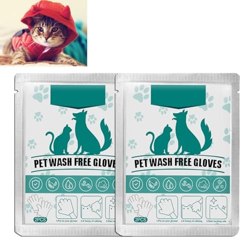 Deodorizing Pet Cleaning Wipes,Pet No Washing Glove,Gentle Deodorizing Pet Finger Wipes,Dog Wipes Cleaning Deodorizing,Pets Grooming Wipes for Dogs & Cats,Multifunctional Quick Bath Dog Wipes,4pc