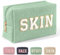 MAGEFY Chenille Letter Kleine Make up Tasche für Handtasche, Cord Kosmetiktasche mit Fächern Cord Schminktasche Reise Make up Tasche für Mädchen Frauen, Grün-Skin