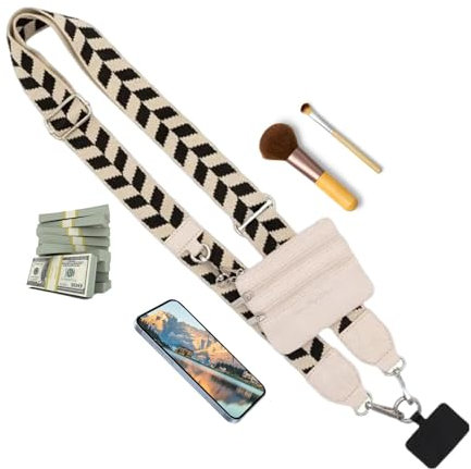 Clip-and-Go-Handygurt, handykette mit tasche, telefongurt mit reißverschlusstasche, Handy-Halshalter, Handykette zum umhängen, Geldbörse, Ausweishalter, für unterwegs