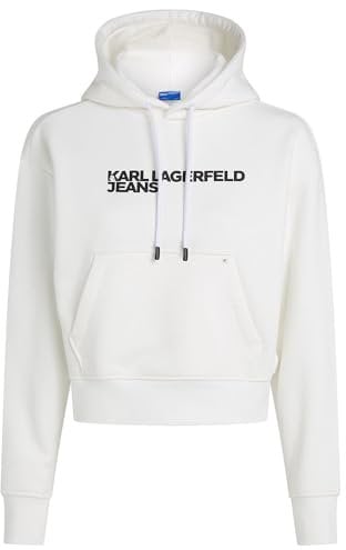 Karl Lagerfeld Jeans, Femme, Sweat À Capuche Avec Logo Essentail, Coupe Régulière, Blanc, L