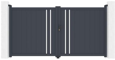 Casanoov Portail Battant GIONA 3x1,40m Aluminium Gris Anthracite – Design Semi-Ajouré Élégant – Robuste Résistant Intempéries Anti-Corrosion – Clôture Jardin Sécurisée – Montage Facile 300x140cm