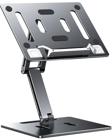 Buhelyc Metal laptop Stand with Heat-Vent PortableTablet Stand Riser Holder Notebook Stand Compatible with multiple brands Adjustable Book Stand for Textbook/Recipe/Magazine/laptop(Color:silvery)