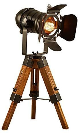 whsiodj LED Lampe Vintage Cinéma Noire Trépied Industriel, Lampe de Table Réglable de Cinéma pour Restaurants, Salles des fêtes, Salon ou salle à manger