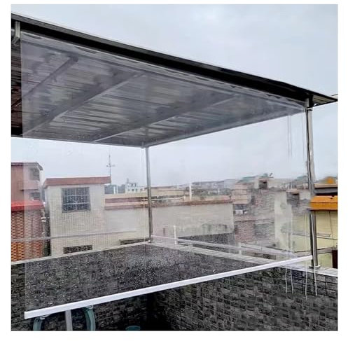 Tenda per pergola da esterno in PVC impermeabile con tapparella antivento trasparente e antipioggia ideale per finestre e pareti divisorie con accessori inclusi 125 x 300 cm