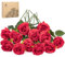Woltoy 12 Pcs Red Artificial Silk Rose Flowers, Long Stem Artificial Rose Natural and Real, Artificial Flowers Fake Roses for Bridal Wedding Home Garden Party Office Decoration