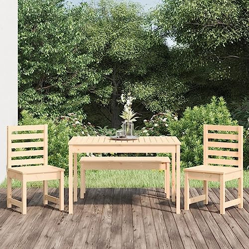 Brokky 4-TLG. Garten-Essgruppe Sitzgruppe Outdoor GartenmöBel Set GüNstig Essgruppe Mit StüHlen Garten Tische FüR DraußEn Massivholz Kiefer 3154701