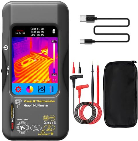 BSIDE SH7 Termocamera Multimetro 320×320 Risoluzione con 20000 conteggi Tester 3,98'' TFT Touchscreen 25Hz Termocamera a infrarossi (-20℃-550℃) con 15 tavolozze termiche TRMS Auto-Ranging Multimetro