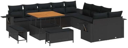vidaXL Gartensofa-Set 13 STK. Schwarz Poly-Rattan