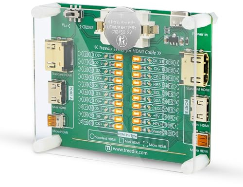 Treedix Scheda tester per cavi HDMI Tester Checker 20 LED Indicatore di stato della luce per rilevamento di connessione corta/aperta/incrociata per HDMI standard tipo A, Mini HDMI tipo C, Micro HDMI